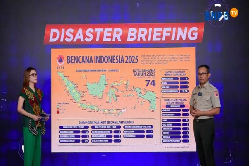 Catatan BNPB: Banjir Mendominasi dari 74 Bencana di Indonesia di Awal 2025