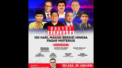 Nikmati Perayaan 100 Hari Rakyat Bersuara dengan Aiman Witjaksono, Immanuel Ebenezer, dan Ray Rangkuti, Live di iNews: Dari Makanan Bergizi hingga Pagar Misterius